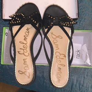 Black seude bow thong sandal/ flip flop